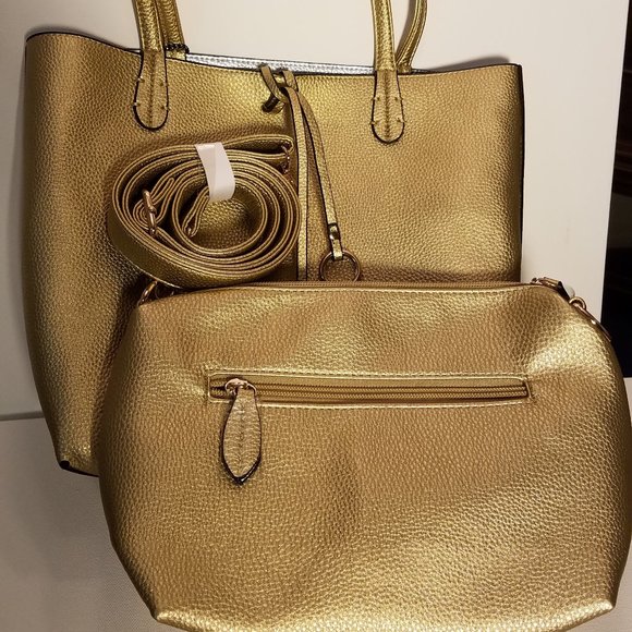 Imoshion Large Reversibile Genuine Faux Leather Bag-In-A-Bag Tote - Picture 4 of 12